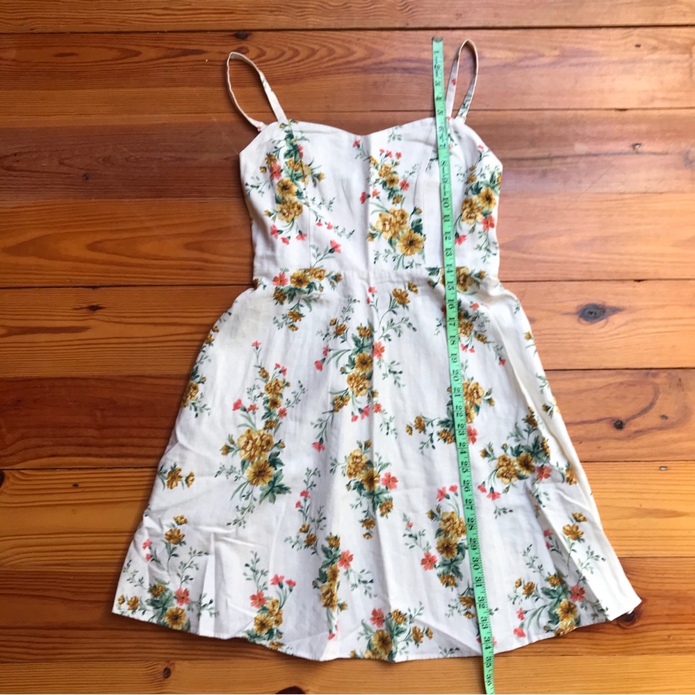 Old Navy Off White Yellow Floral Linen Cami Skater Dress, EUC, M - Picture 9 of 14